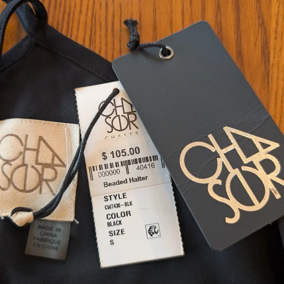 Chaser Black Beaded Halter, Size S - NEW - Picture 6 of 7